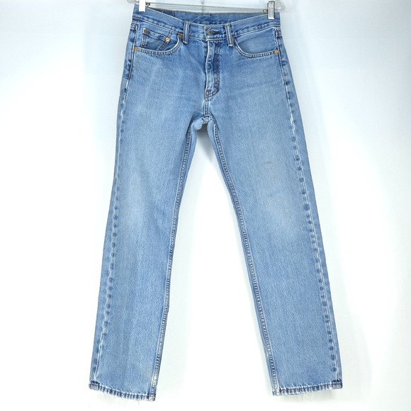 Levi's 505 Denim Jeans Men's 30x30 (30x32) Distressed Biker Regular Fit Straight - Picture 2 of 16